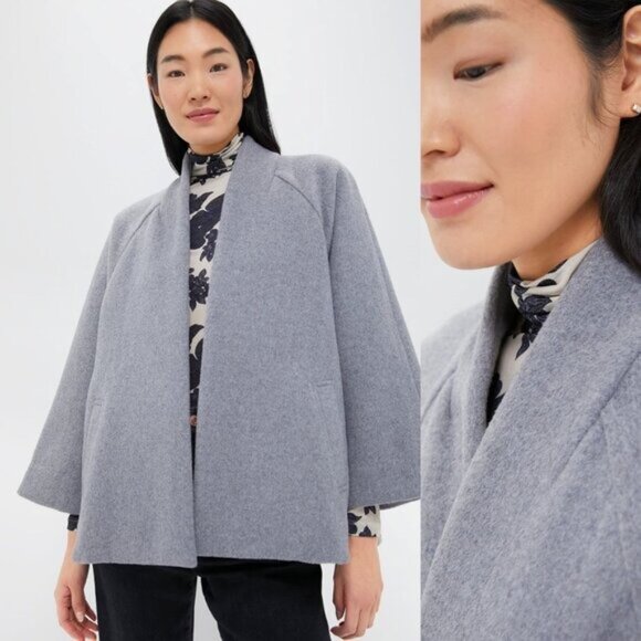 Tuckernuck NEW Gray Odelie Cape Relaxed Fit Wide Sleeve Mid-Length Jacket M/L - Picture 3 of 12